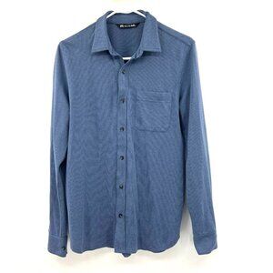 Travis Mathew Blue Ribbed Collared Button Front Shirt Men's Small